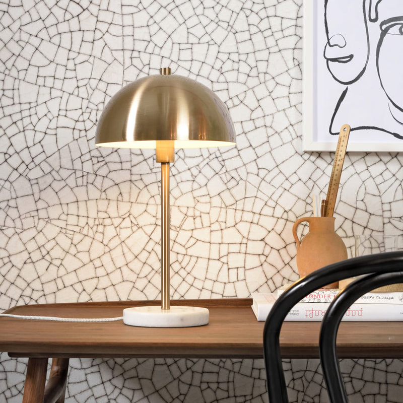 It's about RoMi Tischlampe Toulouse LED Lampe Marmorfuß gold weiß 45cm - 8716248080972