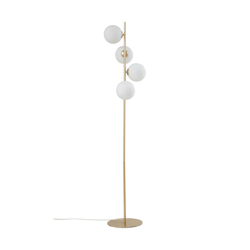 Lucande Stehleuchte Isandro 4-flg. opal/gold 160 cm Glas/Metall Schalter - 4255830903205
