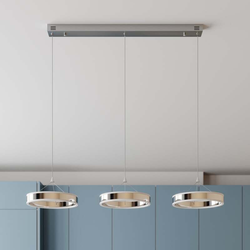 Lucande Pendelleuchte Hängeleuchte LED Chrom Lyani dimmbar Esszimmerlampe848 - 4251096550290