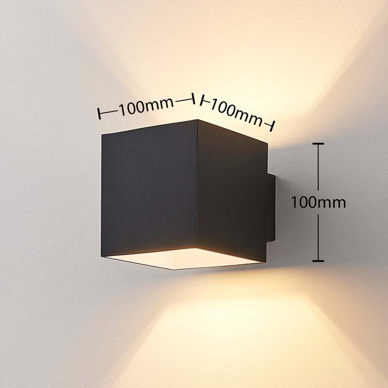 Arcchio Wandleuchte Zuzana LED Wandlampe dimmbar schwarz 10x10cm eckig IP20 - 4251096535884