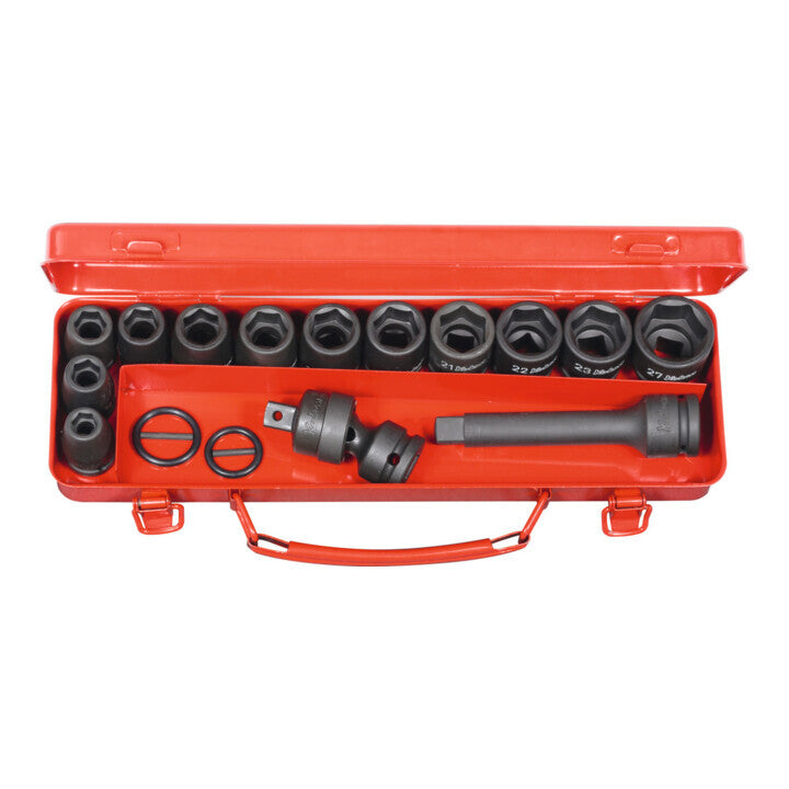 KO-KEN IMPACT Sortiment Steckschlüssel Set 18-teilig 6-kant 12 Zoll Metallbox - 4991644505999