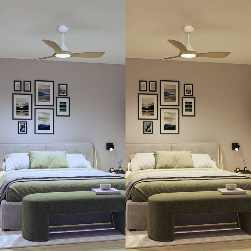 Philips LED-Ventilator Olas 106 cm braun/weiß leise dimmbar mit Fernbedienung - 8720169369931