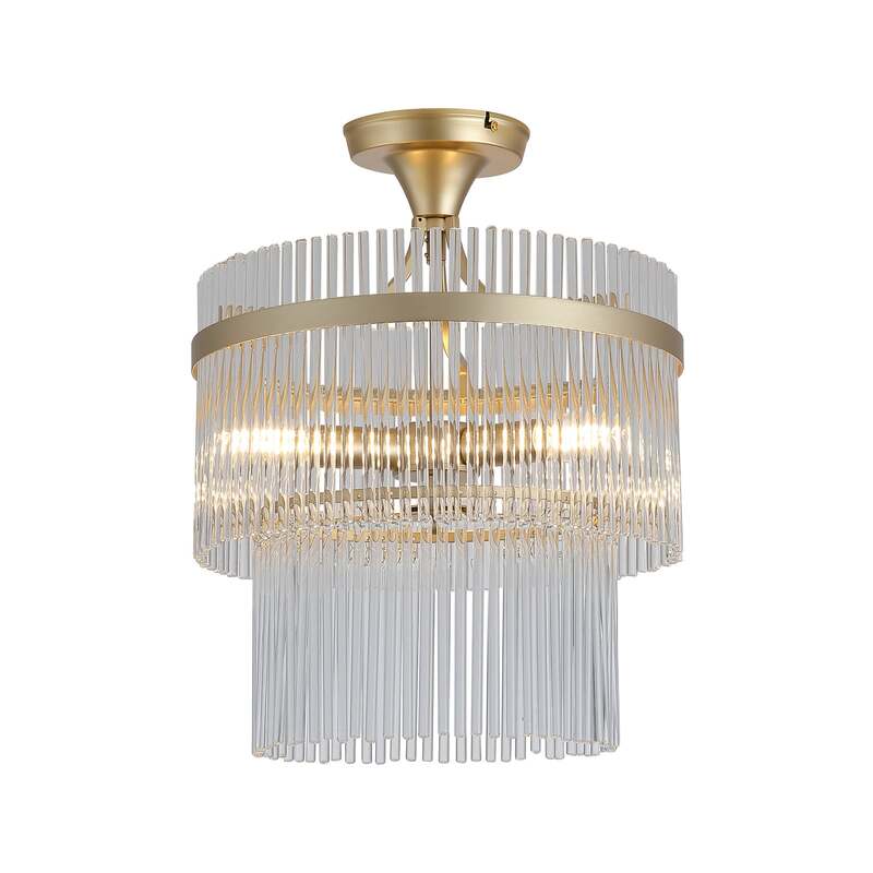 Searchlight Deckenlampe Lara LED Hängelampe dimmbar goldfarben klar Ø35cm 41cm - 5053423301471