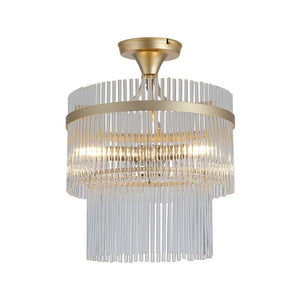 B-Ware Searchlight Deckenlampe Lara LED Hängelampe dimmbar goldfarben klar Ø35cm 41cm