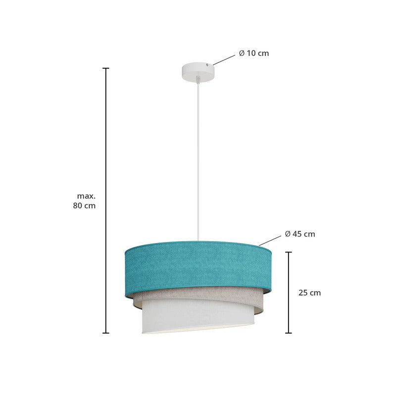Hängeleuchte Pastell Trio dimmbar Samt türkis grau hellgrau Ø45cm 25cm hoch - 5903689181433