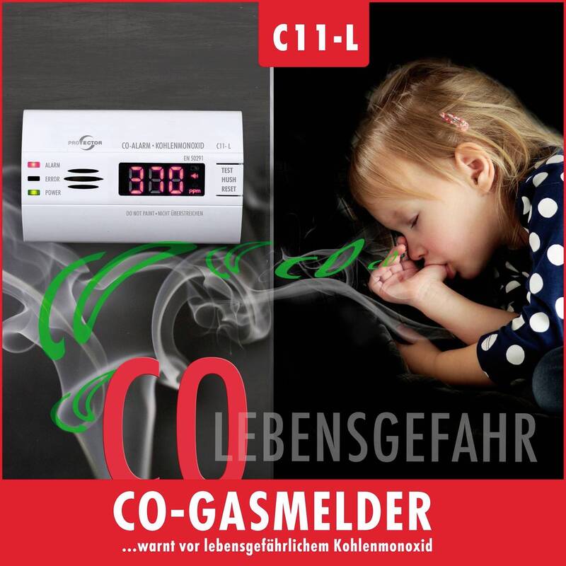 Protector C11-L Kohlenmonoxid-Melder Warnmelder Kohlenmonoxid batteriebetrieben - 4260070560156