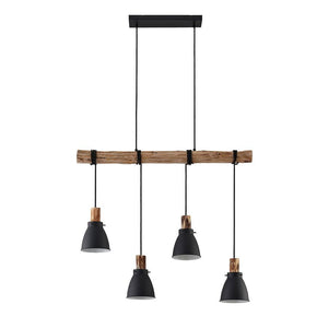 C-Ware Lindby Hängeleuchte Trebale LED Pendelleuchte Lampe dimmbar schwarz Holz 90x15cm