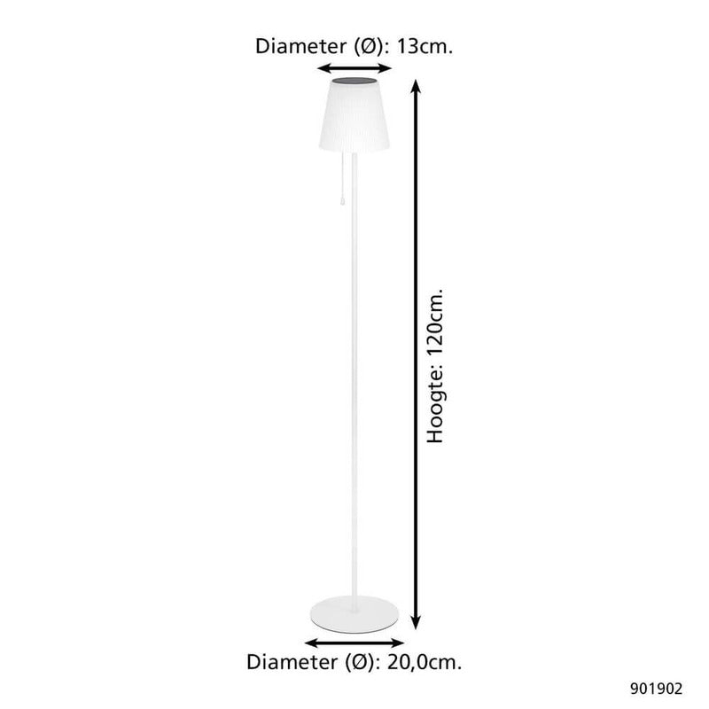 Eglo Solar-Stehleuchte Scordiano-L LED Gartenlampe dimmbar IP44 weiß 13x120cm - 9008606355143