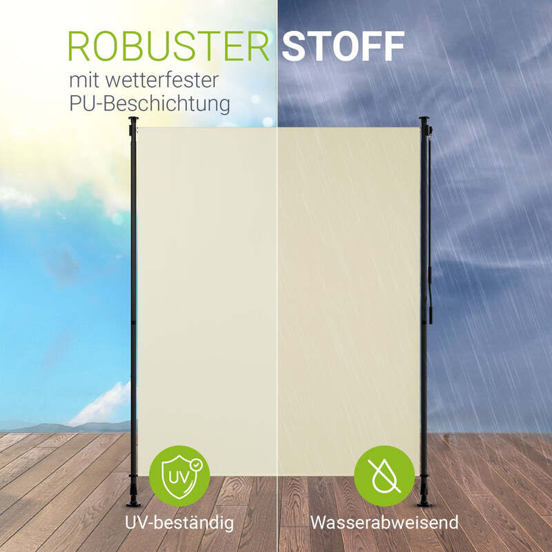Senkrechtmarkise Barbados Sichtschutz beige UV-beständig 150x310 cm verstellbar - 4262437183831
