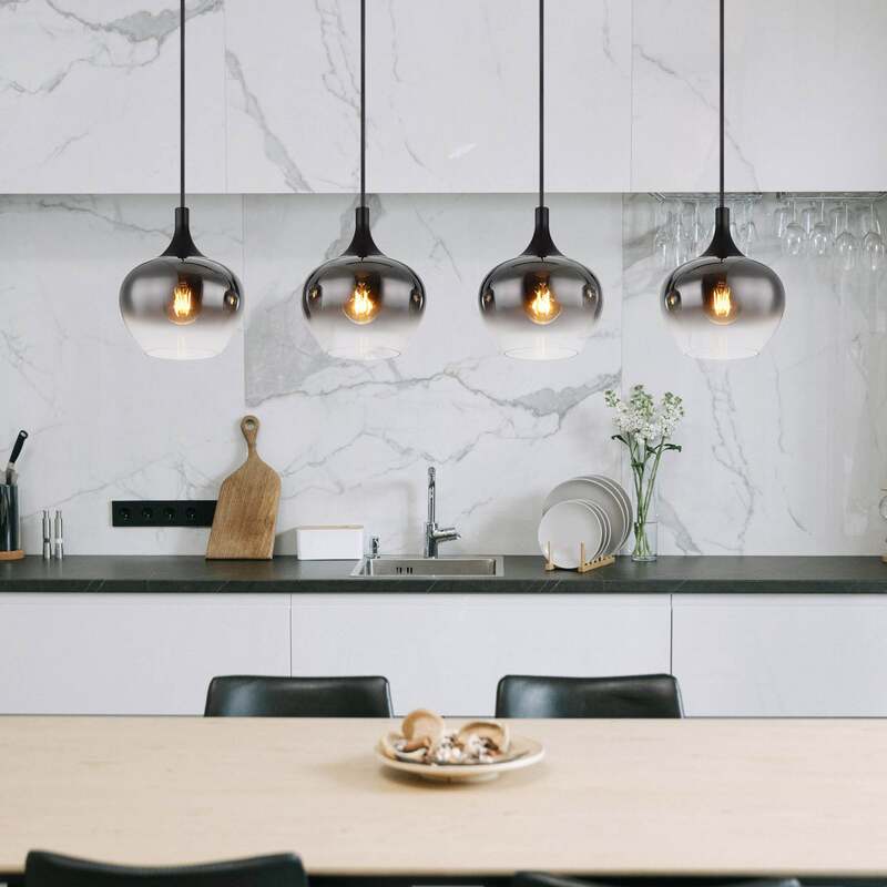 Hängelampe Maxy 100 cm rauchgrau 4-flg E27 dimmbar Globo Glas - 9007371432400