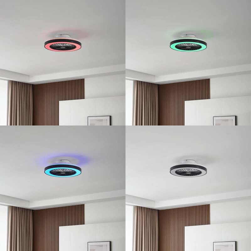 Lindby Deckenventilator Teleo LED Ventilator schwarz dimmbar Tuya Ø48cm IP20 - 4251911780215