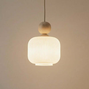 B-Ware Pendelleuchte Ballo Hängelampe LED dimmbar 1-flammig weiß Ø15cm E14 Glas Holz