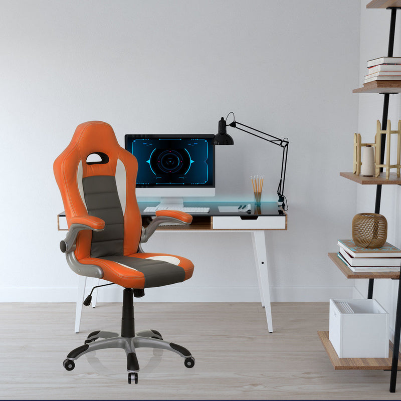 hjh OFFICE Gaming Stuhl Chefsessel Bürostuhl orange weiß Kunstleder - 4260182550601
