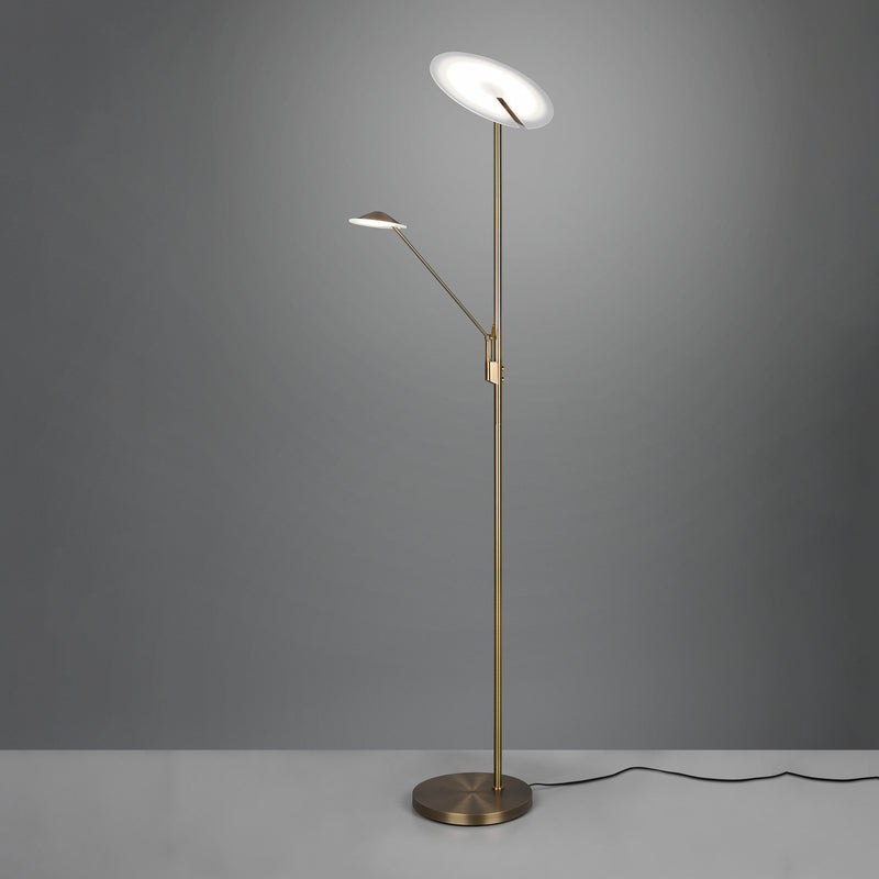 LED-Stehleuchte Brantford altmessing dimmbar mit Leseleuchte und Memory-Funktion - 4017807525243