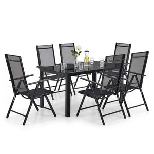 B-Ware Gartengarnitur Milano 7-teilig Gartenmöbel Set Tisch Stühle dunkelgrau 150x90cm
