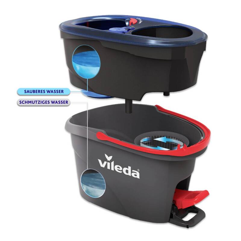 Vileda Bodenwischer H2PRO Wischmopp mit Teleskopstiel und Powerschleuder 360° - 4023103254237