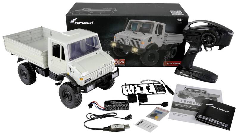 Amewi Unimog 1:12 RTR 4WD RC Modell LKW mit LED-Beleuchtung und Akku - 4260768519145
