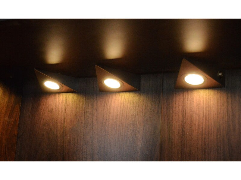 LED Dreieckleuchte Edelstahl 3 Stück Warmweiß Unterbauleuchte Silber 17x14cm - 4007878500454