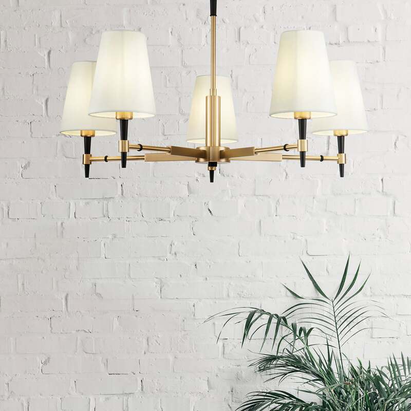 Maytoni Kronleuchter Hängelampe Zaragoza 5-flg. dimmbar schwarz messing Ø78cm - 4251110057132