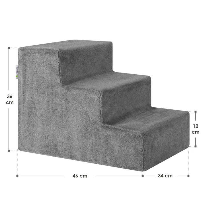 Haustiertreppe Timmy 3 Stufen Treppe für Haustiere weich gepolstert stabil Grau - 4260565527862