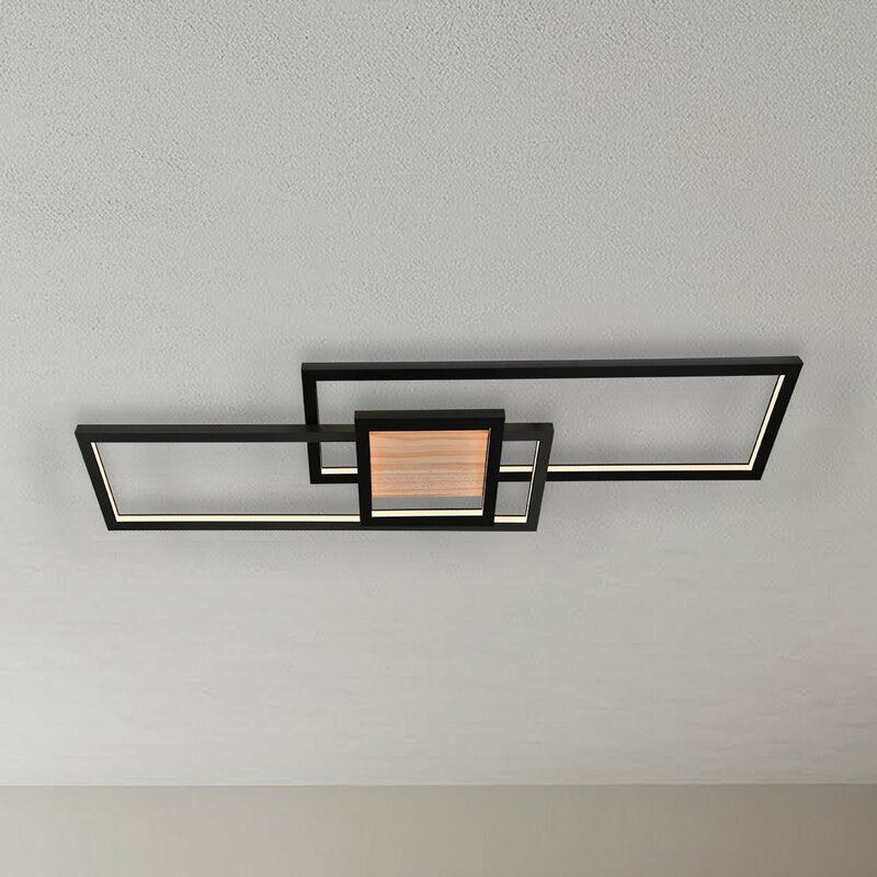 Lindby Deckenleuchte Lampe LED Emiljan schwarz Metall dimmbar Holz Wohnzimmer - 4251911799262