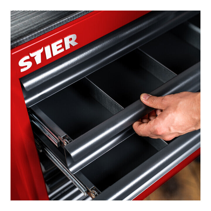 STIER Werkstattwagen leer Werkzeugwagen mit 7 Schubladen rot 884x696x490mm - 4260438995750