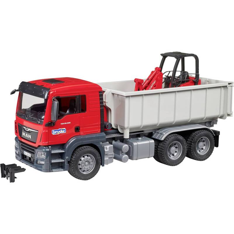 Bruder LKW Modell MAN TGS Abrollcontainer Schäffer Hoflader Spielzeug 1:16 - 4001702037673