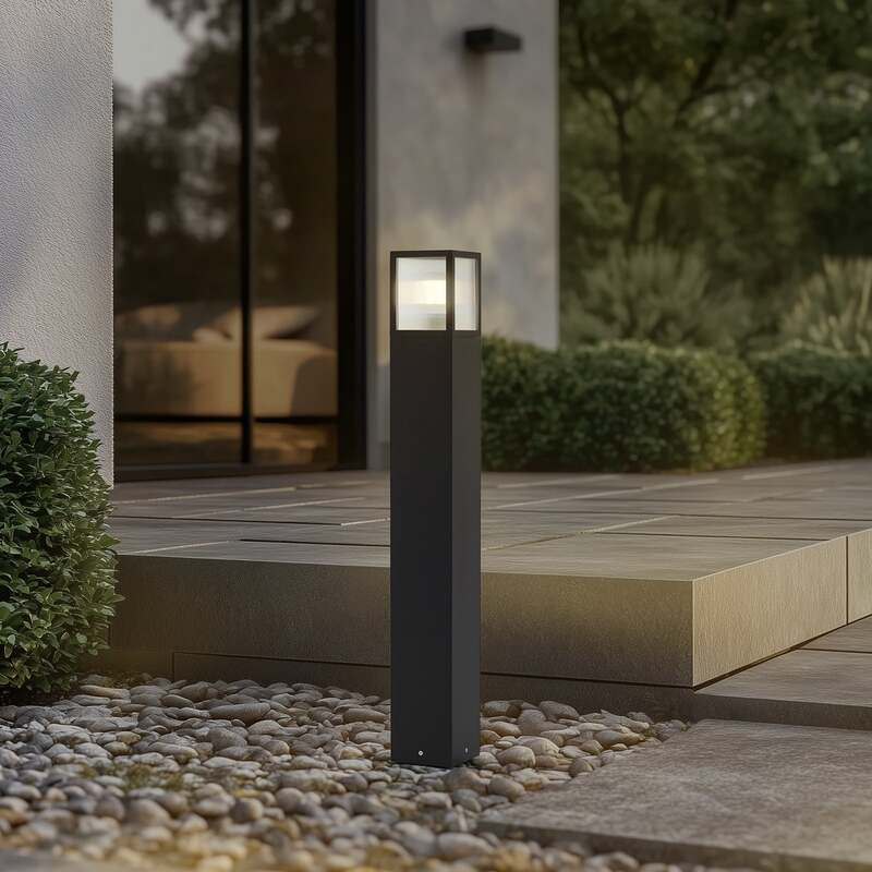 Lucande Wegeleuchte Außenleuchte Klemens Gartenlampe schwarz Metall IP54 90 cm - 4251911799392