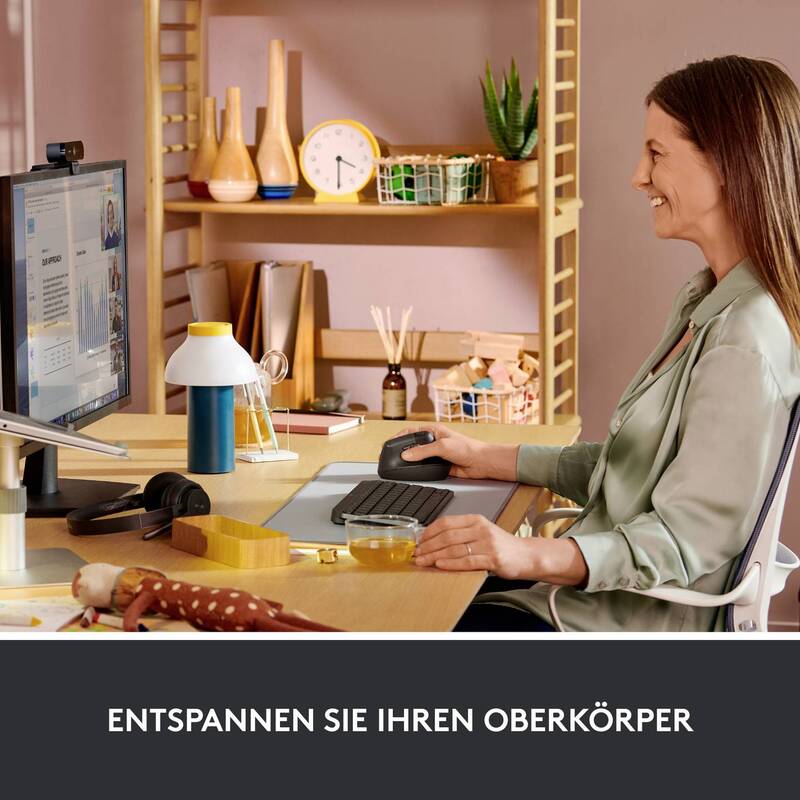 Logitech Lift Ergonomische Maus Bluetooth Funkoptisch 4000dpi Graphit 6 Tasten - 5099206099784