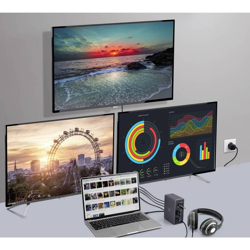 Renkforce USB-C Dockingstation RF-DKS-910 3x HDMI Grau Ladefunktion 7680x4320px - 4064161408859