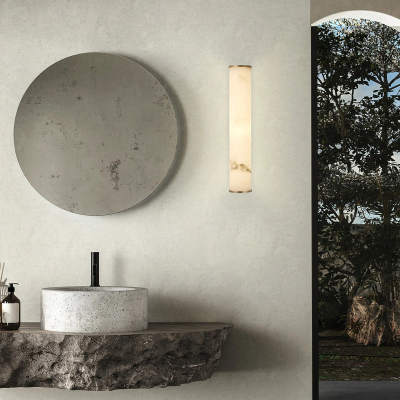 Searchlight LED Bad-Wandlampe Wales dimmbar gold marmoriert 35cm Stahl Resin - 5053423301198
