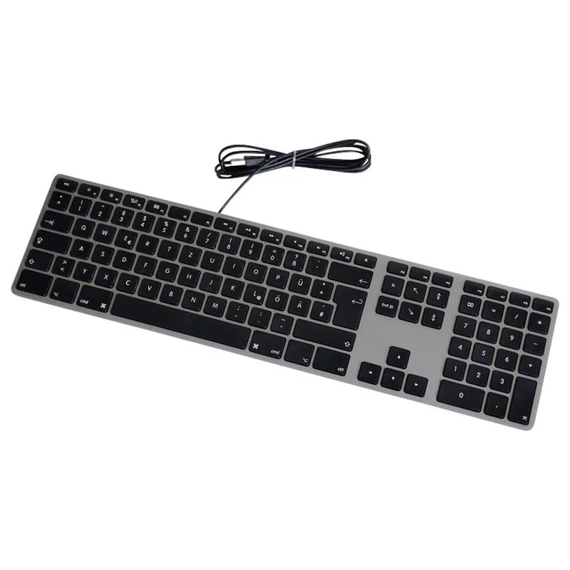 Matias Tastatur Aluminium Keyboard FK318B-DE USB-C QWERTZ Mac Spacegrau 1,5m - 0833742006166