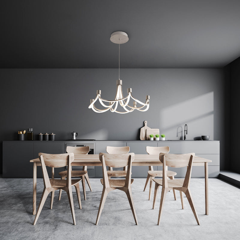 Näve LED Hängeleuchte Festos dimmbar nickel matt Designer Lampe 55cm Ø 3400lm - 4003222883921