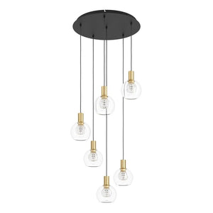 B-Ware LED Pendelleuchte dimmbar Terque Hängelampe 6-flammig schwarz Ø60cm 3060lm