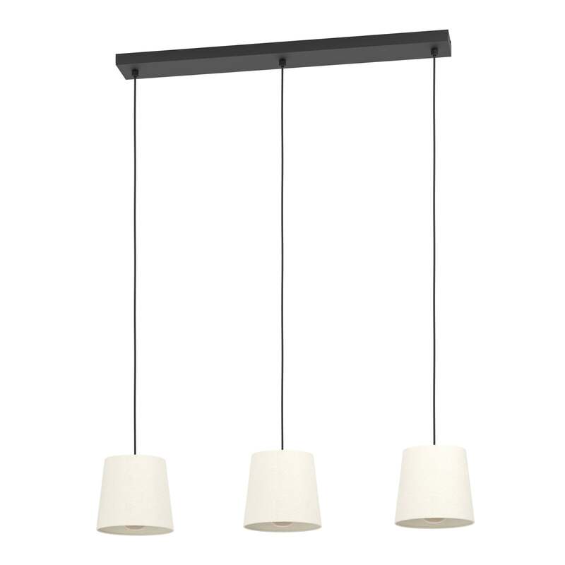 EGLO Hängeleuchte Febres Hängelampe Leuchte Lampe Länge 88cm schwarz/weiß 3-flg. - 9008606312795