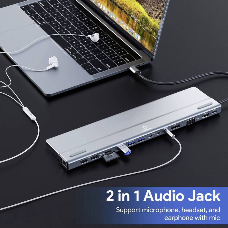 Renkforce USB-C Dockingstation RF-DKS-902 mit Kartenleser 4K HDMI grau - 4064161246857