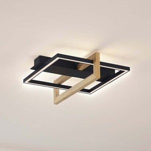 B-Ware Lindby LED-Deckenleuchte Holamu 46cm schwarz Holz Metall warmweiß 22W
