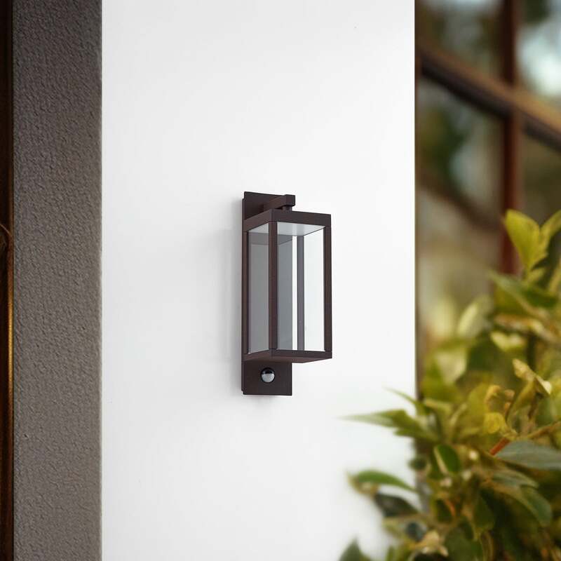 Lucande Wandleuchte Außenlampe Ferdinand LED Sensor Bewegungsmelder braun rostfa - 4251911798258