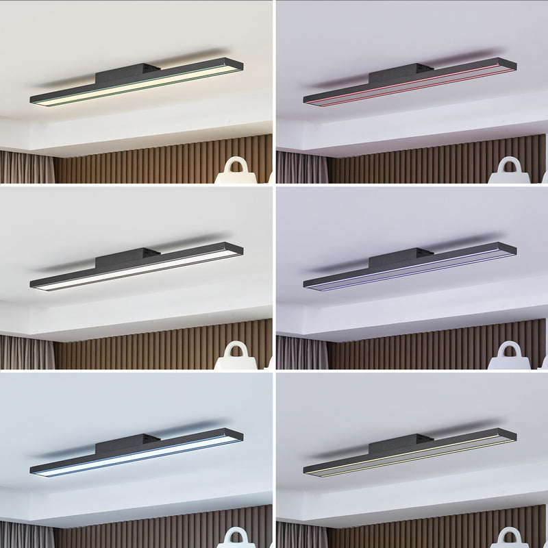 Lucande Deckenleuchte Leicy LED Lampe dimmbar schwarz 100x10cm RGB CCT 1770lm - 4251911766349