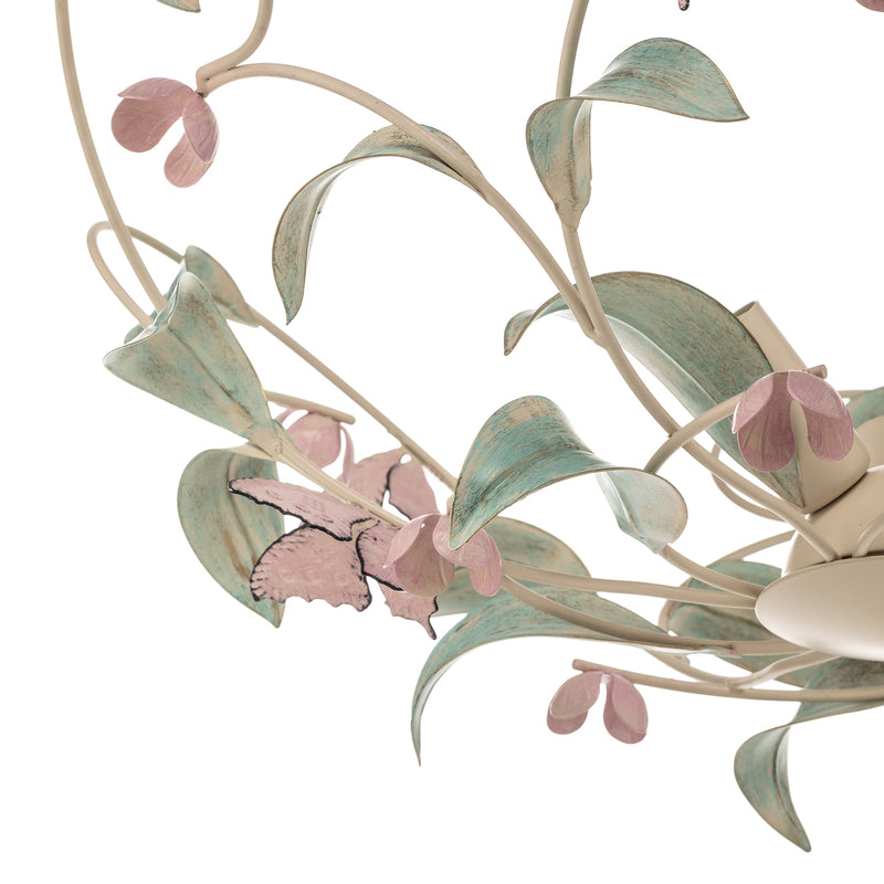 Deckenlampe BUTTERFLY LED 3-flammig dimmbar creme grün rosé Ø 64 cm Edelstahl - 5907565962871