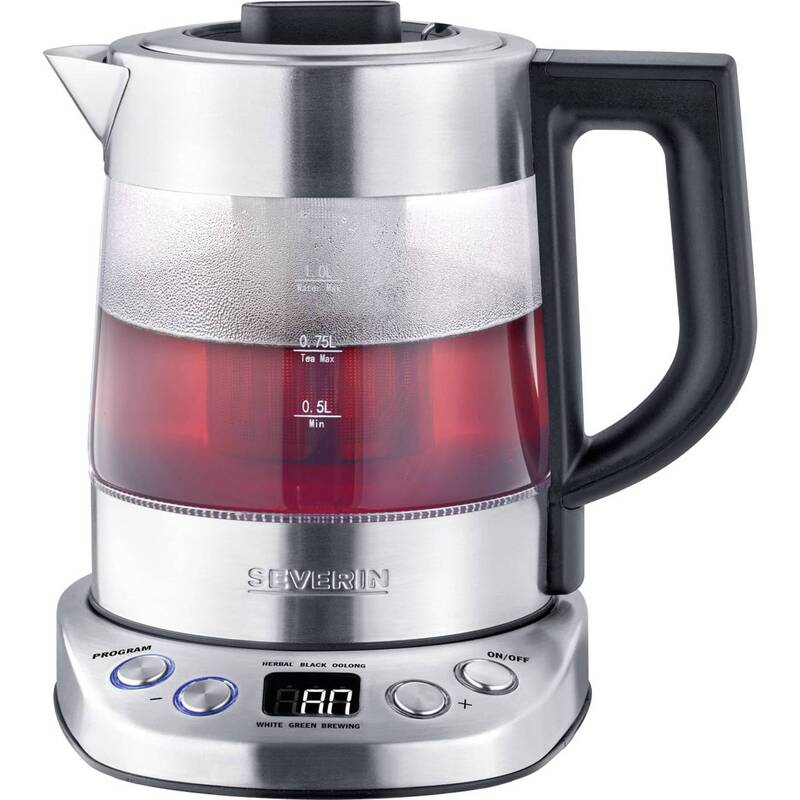 Severin Teebereiter Glas Edelstahl 1l 2200W Timer Warmhaltefunktion Teekocher - 4008146030796