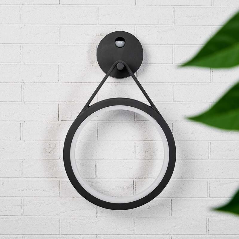 Lucande Außenwandleuchte LED Mirco mit Bewegungsmelder graphit 30x48,3cm IP54 - 4251096548570