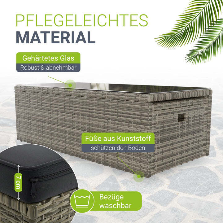 Polyrattan Lounge Salou Gartenmöbel Set für 6 Personen wetterfest Polster grau - 4262437180274