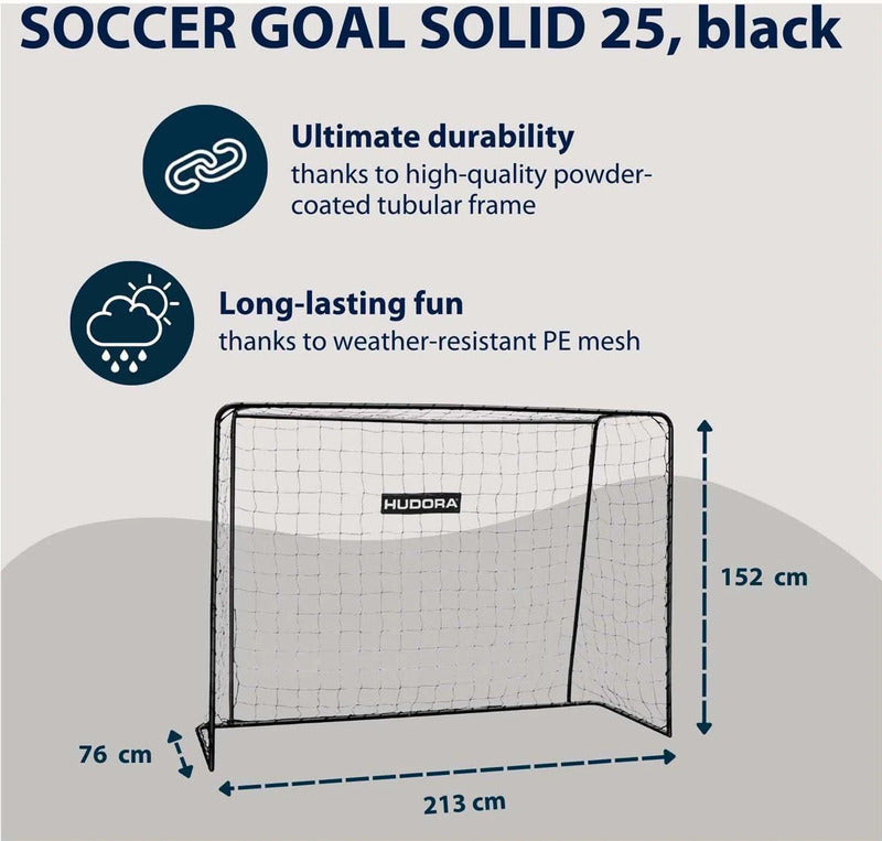 HUDORA Fußballtor Solid 25 schwarz Fußballtor Kinder ab 6 Jahre 213x152x76 cm - 4005998768259