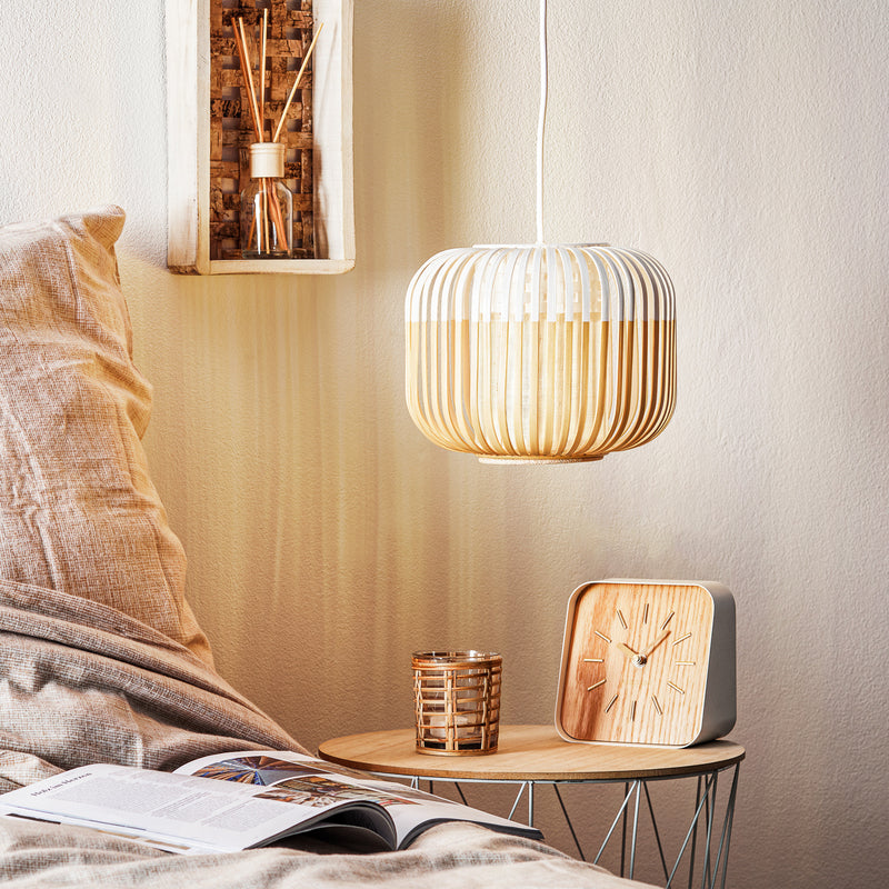 Forestier Pendellampe Hängeleuchte Bamboo XS weiß Bambus E27 LED Leuchte Ø 27 cm - 3700663916522
