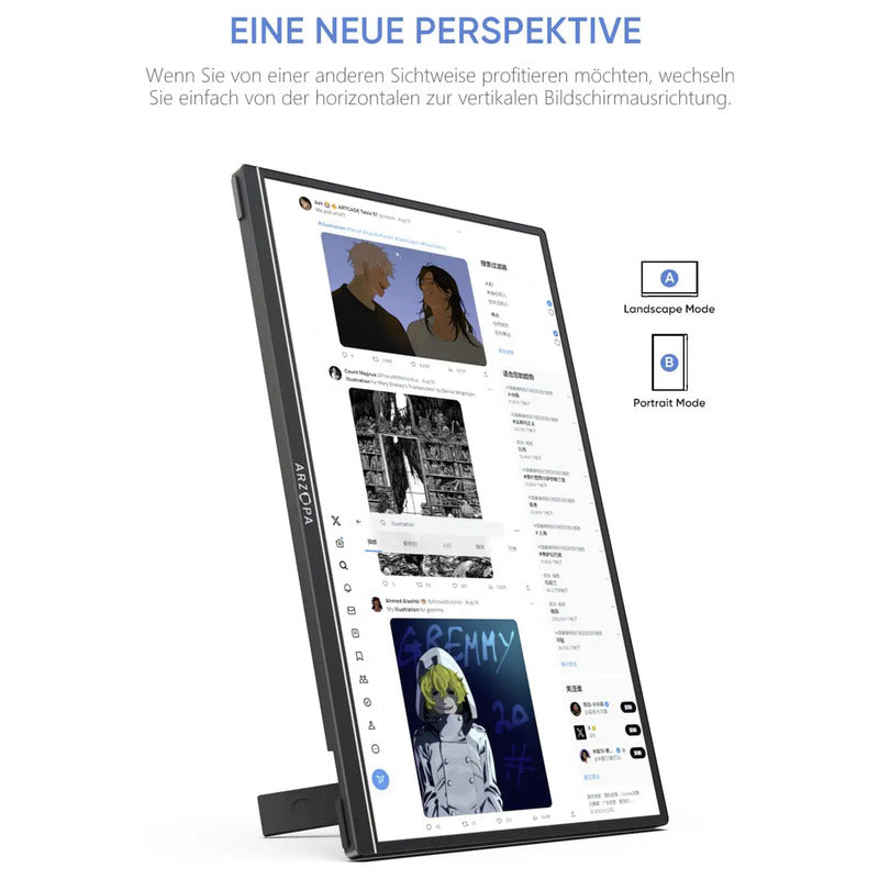 Arzopa Portabler Monitor 16 Zoll 2560x1600 IPS HDMI USB-C Blaulicht-Reduktion - 6975114120194