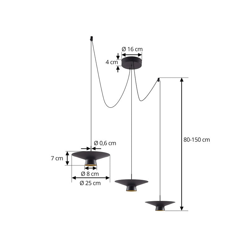Lindby Hängeleuchte Norvind LED Pendelleuchte dimmbar schwarz 6-flammig 120x25cm - 4251911791754