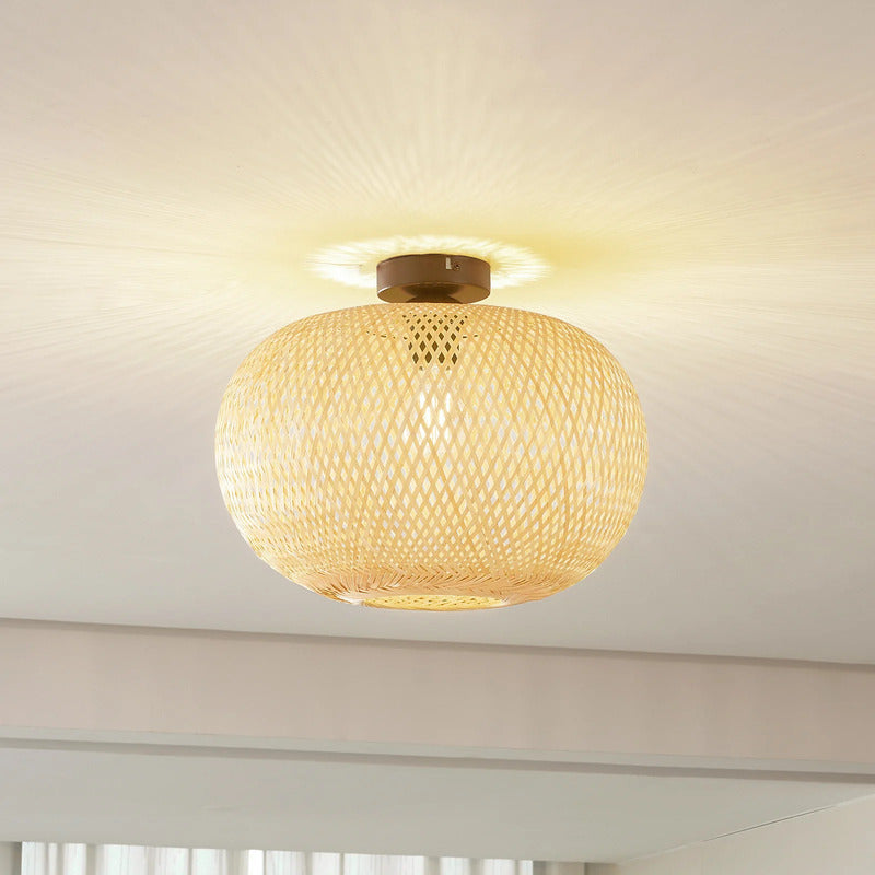 Lindby Deckenleuchte Kessia LED Lampe Hängeleuchte dimmbar natur Ø40cm 38cm - 4251911793253