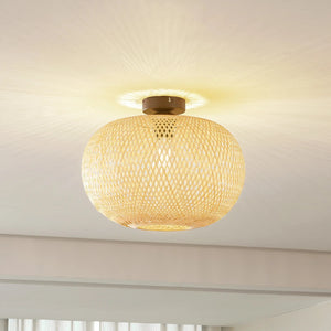 B-Ware Lindby Deckenleuchte Kessia LED Lampe Hängeleuchte dimmbar natur Ø40cm 38cm