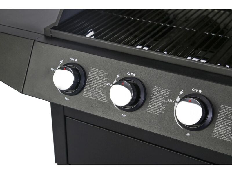 El Fuego Gasgrill San Angelo 3 Brenner Grillfläche 51,5x37,5cm schwarz 8,4kW - 4250373205816